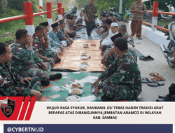 Wujud Rasa Syukur, Danramil 03/ Tebas Hadiri Tradisi Adat Bepapas Atas Dibangunnya Jembatan Aramco di Wilayah Kab. Sambas