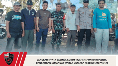 Langkah Nyata Babinsa Kodim 1425/Jeneponto di Pesisir, Bangkitkan Semangat Warga Menjaga Kebersihan Pantai
