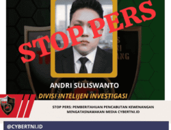 STOP PERS: Pemberitahuan Pencabutan Kewenangan Mengatasnamakan Media cyberTNI.id
