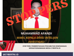 STOP PERS: Pemberitahuan Pencabutan Kewenangan Mengatasnamakan Media cyberTNI.id