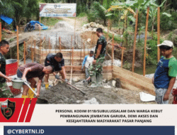 Personil Kodim 0118/Subulussalam dan Warga Kebut Pembangunan Jembatan Garuda, Demi Akses dan Kesejahteraan Masyarakat Pasar Panjang