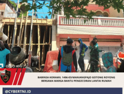 Babinsa Koramil 1406-03/Maniangpajo Gotong royong Bersama Warga Bantu Pengecoran Lantai Rumah
