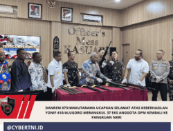 DANREM 073/MAKUTARAMA UCAPKAN SELAMAT ATAS KEBERHASILAN YONIF 410/ALUGORO MERANGKUL 37 EKS ANGGOTA OPM KEMBALI KE PANGKUAN NKRI