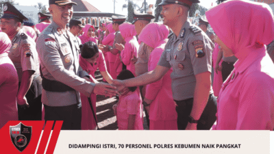 Didampingi Istri, 70 Personel Polres Kebumen Naik Pangkat