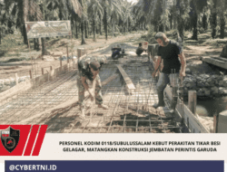 Personel Kodim 0118/Subulussalam Kebut Perakitan Tikar Besi Gelagar, Matangkan Konstruksi Jembatan Perintis Garuda