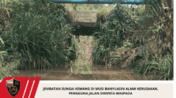 Jembatan Sungai Kemang di Musi Banyuasin Alami Kerusakan, Pengguna Jalan Diminta Waspada