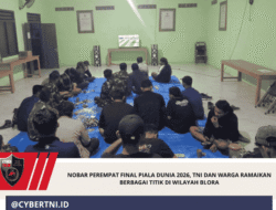 Nobar Perempat Final Piala Dunia 2026, TNI dan Warga Ramaikan Berbagai Titik di Wilayah Blora
