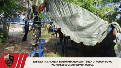 Babinsa Samalanga Bantu Pemasangan Tenda di Rumah Duka, Wujud Kepedulian kepada Warga