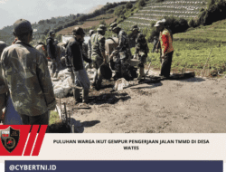 Puluhan Warga Ikut Gempur Pengerjaan Jalan TMMD di Desa Wates