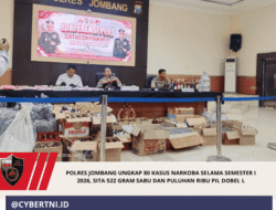 Polres Jombang Ungkap 80 Kasus Narkoba Selama Semester I 2026, Sita 522 Gram Sabu dan Puluhan Ribu Pil Dobel L