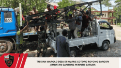 TNI dan Warga 3 Desa di Kajang Gotong Royong Bangun Jembatan Gantung Perintis Garuda