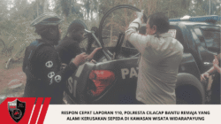 Respon Cepat Laporan 110, Polresta Cilacap Bantu Remaja yang Alami Kerusakan Sepeda di Kawasan Wisata Widarapayung