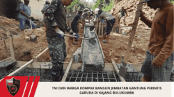 TNI dan Warga Kompak Bangun Jembatan Gantung Perintis Garuda di Kajang Bulukumba