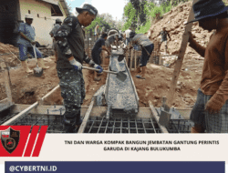 TNI dan Warga Kompak Bangun Jembatan Gantung Perintis Garuda di Kajang Bulukumba