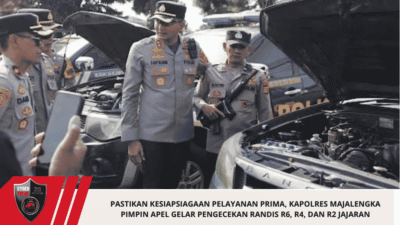 Pastikan Kesiapsiagaan Pelayanan Prima, Kapolres Majalengka Pimpin Apel Gelar Pengecekan Randis R6, R4, dan R2 Jajaran