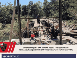 Sinergi Prajurit dan Rakyat, Kodim 1409/Gowa Pacu Pembangunan Jembatan Gantung Tahap V di Dua Lokasi Vital