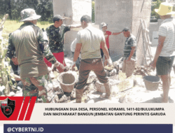Hubungkan Dua Desa, Personel Koramil 1411-02/Bulukumpa dan Masyarakat Bangun Jembatan Gantung Perintis Garuda