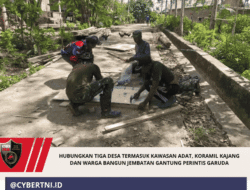 Hubungkan Tiga Desa Termasuk Kawasan Adat, Koramil Kajang dan Warga Bangun Jembatan Gantung Perintis Garuda