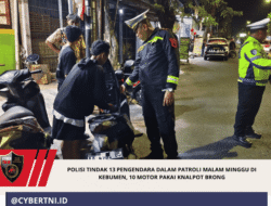 Polisi Tindak 13 Pengendara dalam Patroli Malam Minggu di Kebumen, 10 Motor Pakai Knalpot Brong