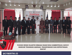 Pusoko Resmi Dilantik sebagai KDAW Desa Sumberteguh, Bupati Warsubi Tekankan Amanah, Transparansi dan Kepentingan Rakyat