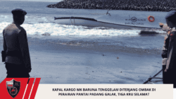 Kapal Kargo MK Baruna Tenggelam Diterjang Ombak di Perairan Pantai Padang Galak, Tiga Kru Selamat