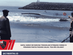 Kapal Kargo MK Baruna Tenggelam Diterjang Ombak di Perairan Pantai Padang Galak, Tiga Kru Selamat