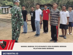 Wanwil Babinsa 1513-03/Kairatu Desa Rumberu Berikan Pelatihan Baris Berbaris