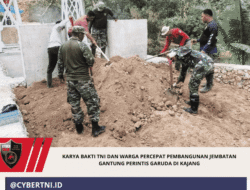Karya Bakti TNI dan Warga Percepat Pembangunan Jembatan Gantung Perintis Garuda di Kajang