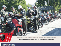 Denpom 14/2 Parepare Bersama Denpal Parepare Periksa Kendaraan Dinas dan Sipil di Kodim 1405/Parepare