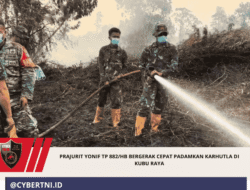 Prajurit Yonif TP 882/HB Bergerak Cepat Padamkan Karhutla di Kubu Raya