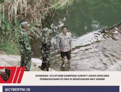 Danramil 412-07/ABB Dampingi Survey Lokasi Rencana Pembangunan PLTMH di Bendungan Way Rarem