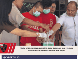 Polda Jateng Musnahkan 17,38 Gram Sabu dari Dua Perkara, Penanganan Tersangka Masih Berlanjut