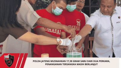 Polda Jateng Musnahkan 17,38 Gram Sabu dari Dua Perkara, Penanganan Tersangka Masih Berlanjut