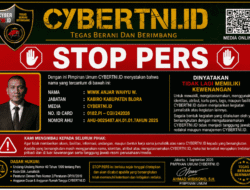 CYBERTNI.ID Keluarkan STOP PERS untuk Kabiro Kabupaten Blora Wiwik Anjar Wahyu W.
