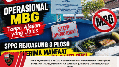 SPPG Rejoagung 3 Ploso Hentikan MBG Tanpa Alasan Yang Jelas Dipertanyakan, Pemerintah dan BGN Jombang Diminta Jangan Diam