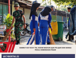 Sambut HUT ke-81 TNI, Kodim Madiun Ajak Pelajar dan Warga Peduli Kebersihan Pasar