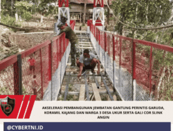 Akselerasi Pembangunan Jembatan Gantung Perintis Garuda, Koramil Kajang dan Warga 3 Desa Ukur Serta Gali Cor Slink Angin