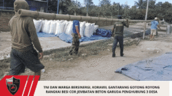 TNI dan Warga Bersinergi, Koramil Gantarang Gotong Royong Rangkai Besi Cor Jembatan Beton Garuda Penghubung 3 Desa