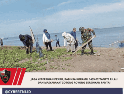 Jaga Kebersihan Pesisir, Babinsa Koramil 1405-07/Tanete Rilau dan Masyarakat Gotong Royong Bersihkan Pantai