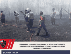 Kebakaran Lahan Jati dan Sawah di Mojopurno Berhasil Dipadamkan, Babinsa Bersama Petugas dan Warga Sigap Lakukan Penanganan