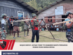 WUJUD EMPATI, SATGAS YONIF 731/KABARESI BANTU PERSIAPAN RUMAH DUKA WARGA BEOGA