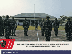 Evaluasi Kesiapan dan Perkuat Disiplin, Kodim 0428/Mukomuko Gelar Upacara Bulanan 17 September 2026