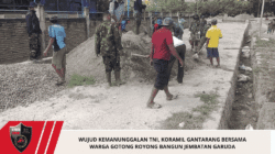 Wujud Kemanunggalan TNI, Koramil Gantarang Bersama Warga Gotong Royong Bangun Jembatan Garuda