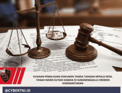 DUGAAN PEMALSUAN DOKUMEN TANDA TANGAN KEPALA DESA, TANAH WARIS SUTADI KAMAN DI SURANENGGALA CIREBON DISENGKETAKAN