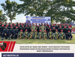 Detik-detik 641 Siswa SMK Negeri 1 Kota Madiun Tuntaskan Pendidikan Dasar Ketarunaan,Resmi Ditandai Penyematan Baret Kebanggaan