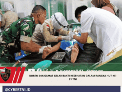 Korem 041/Gamas Gelar Bakti Kesehatan dalam Rangka HUT ke-81 TNI