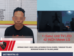 Operasi Sikat-I Musi 2026, Jatanras Polda Sumsel Tangkap Pelaku Bongkar Rumah di Talang Jambe