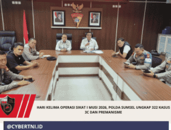 Hari Kelima Operasi Sikat I Musi 2026, Polda Sumsel Ungkap 322 Kasus 3C dan Premanisme