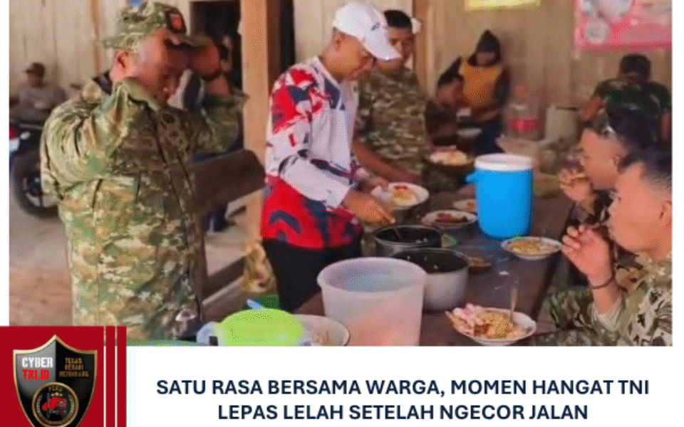 Satu Rasa Bersama Warga, Momen Hangat TNI Lepas Lelah Setelah Ngecor Jalan