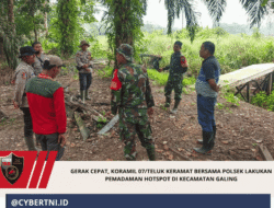 Gerak Cepat, Koramil 07/Teluk Keramat Bersama Polsek Lakukan Pemadaman Hotspot di Kecamatan Galing
